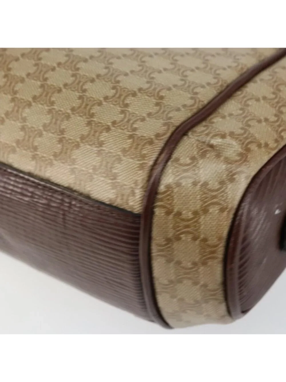 Authentic CELINE Macadam Canvas Shoulder Bag PVC Beige Gold - Picture 7 of 16